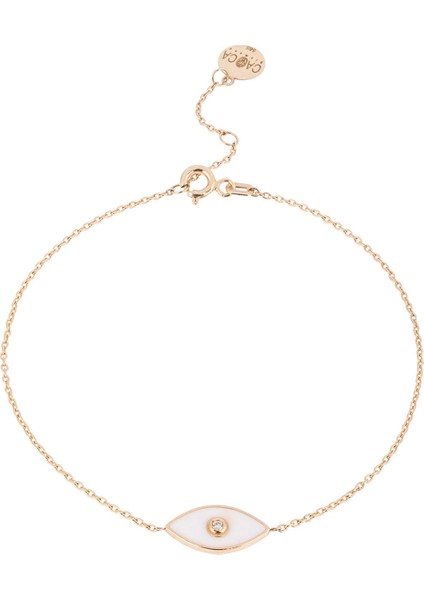 Göz Mineli Pırlanta Taşlı 14 Ayar Altın Unisex Bileklik