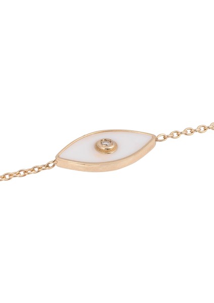 Göz Mineli Pırlanta Taşlı 14 Ayar Altın Unisex Bileklik fiyatları