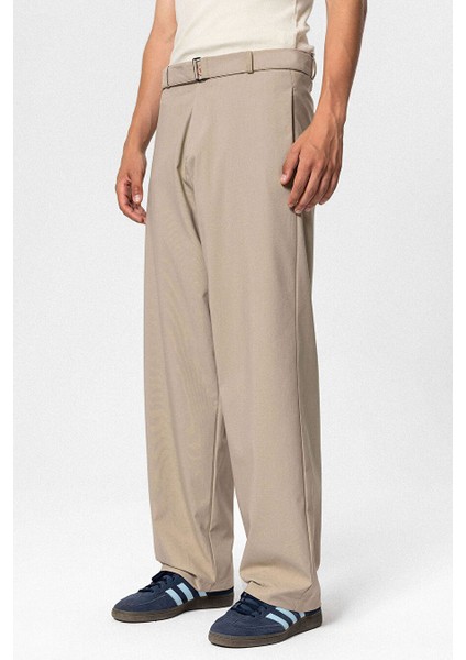 Kemerli Baggy Kumaş Pantolon Bej fiyatları
