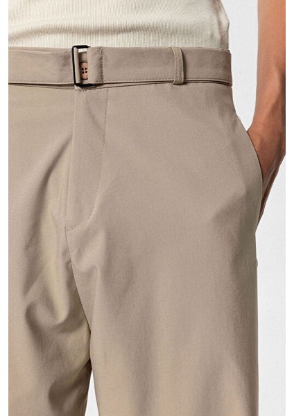 Kemerli Baggy Kumaş Pantolon Bej indirimleri