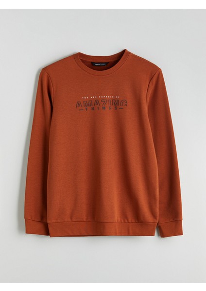 Yeni Sezon Bisiklet Yaka Baskılı Erkek Kalın Sweatshirt indirimleri
