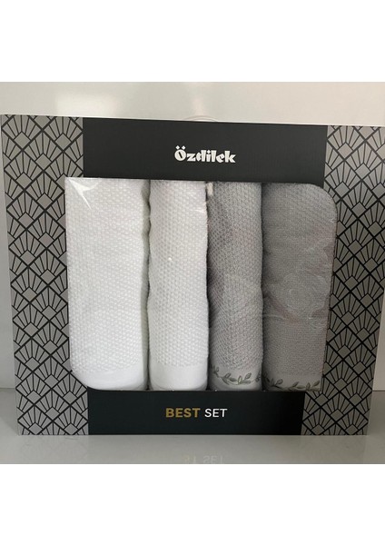 Filgo Best Set Hamam Takımı Havlu Seti Beyaz-Yeşil