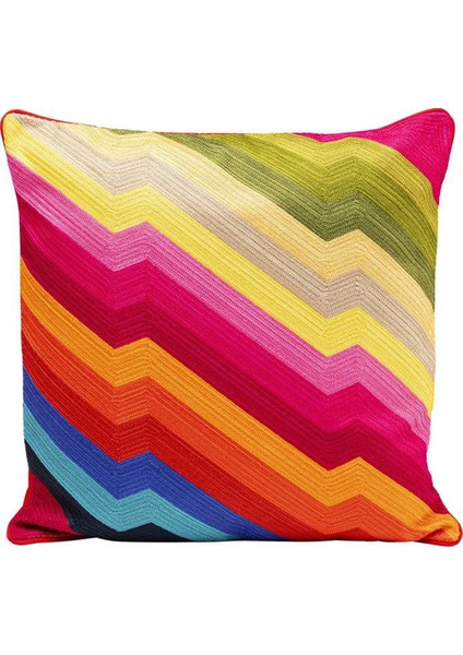 Artistic Zig Zag Desenli Renkli Pamuklu Kırlent 50 x 50 cm