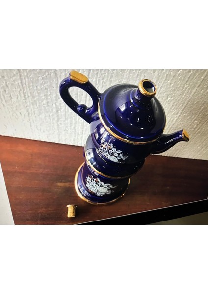25 cm Yüksekliğinde Fransız Porselen Kobalt Şişe - Karaf - Sürahi fırsatları