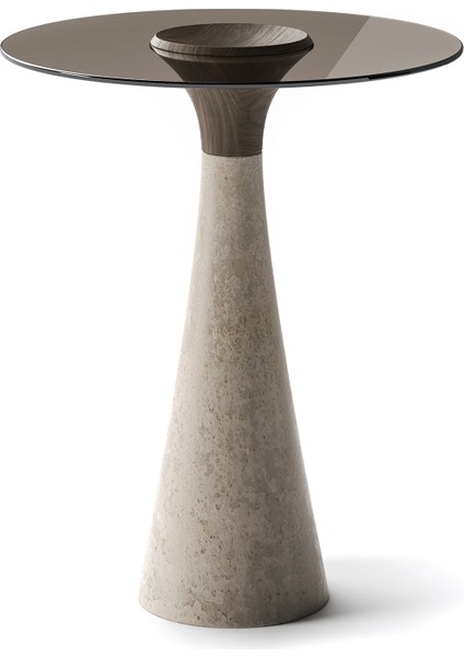 Piera Solo Bronz Cam Tablalı Traverten Ayaklı Yan Sehpa