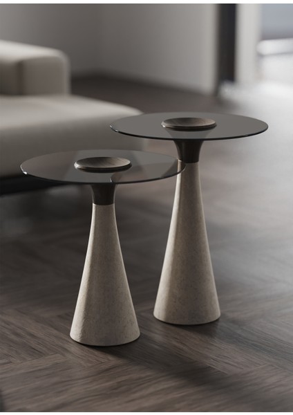 Piera Solo Bronz Cam Tablalı Traverten Ayaklı Yan Sehpa fiyatları