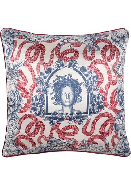 Medusa Renkli Bordo Desenli Saten Kırlent 43 x 43 cm