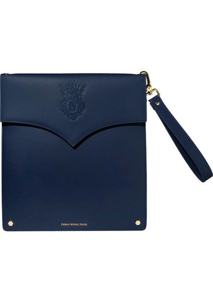 The Pendant Folio Lacivert Deri Unisex El Çantası