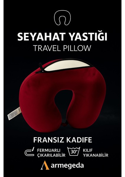 Kadife Seyahat Yastıgı fes Kırmızısı fırsatları