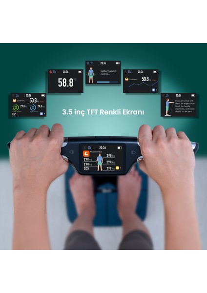 Segmental Elite | 8 Elektrotlu Bölgesel Vücut Analizi | Yağ Kas Ölçümü Akıllı Tartı | Wi-Fi, 3.5" TFT, Type-C fiyatları