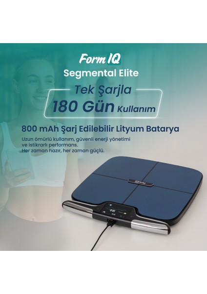 Segmental Elite | 8 Elektrotlu Bölgesel Vücut Analizi | Yağ Kas Ölçümü Akıllı Tartı | Wi-Fi, 3.5" TFT, Type-C