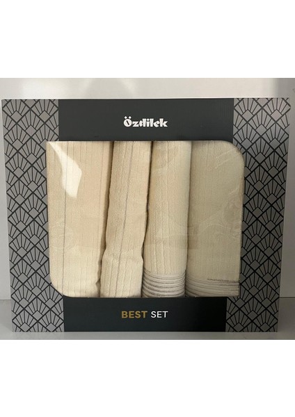 Moderni Kat Best Set Hamam Takımı Havlu Seti Bej-Bej