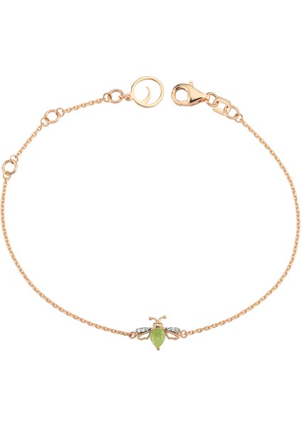 Queen Bee Kadın Peridot Pırlanta Altın Bileklik