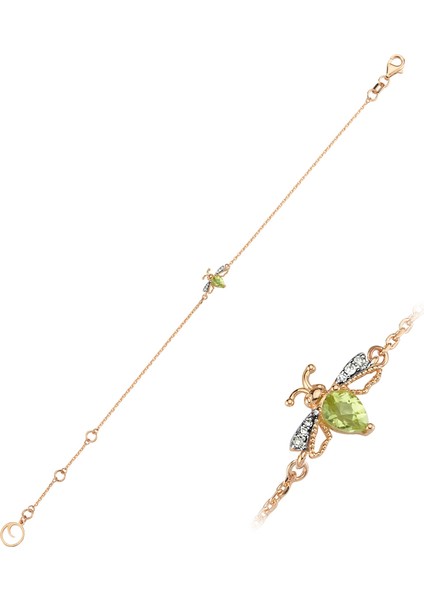 Queen Bee Kadın Peridot Pırlanta Altın Bileklik fiyatları