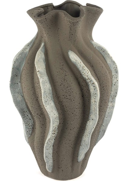 Gri Beyaz Porselen Vazo