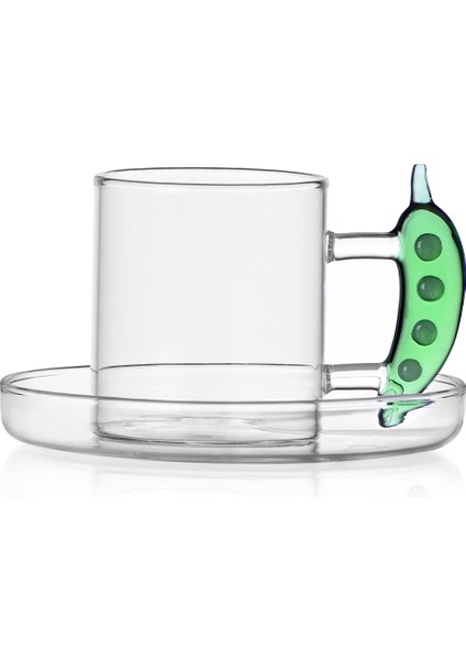 Vegetables Koleksiyonu Bezelye Figürlü Cam Kahve Fincanı