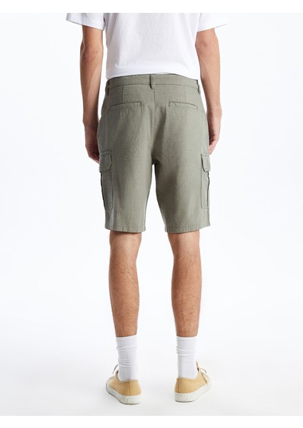 Yeni Sezon Standart Kalıp Keten Görünümlü Erkek Bermuda Şort fırsatları