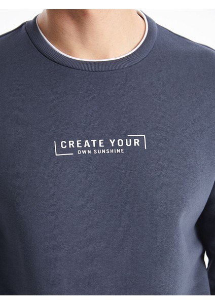 Yeni Sezon Bisiklet Yaka Baskılı Erkek Kalın Sweatshirt modelleri