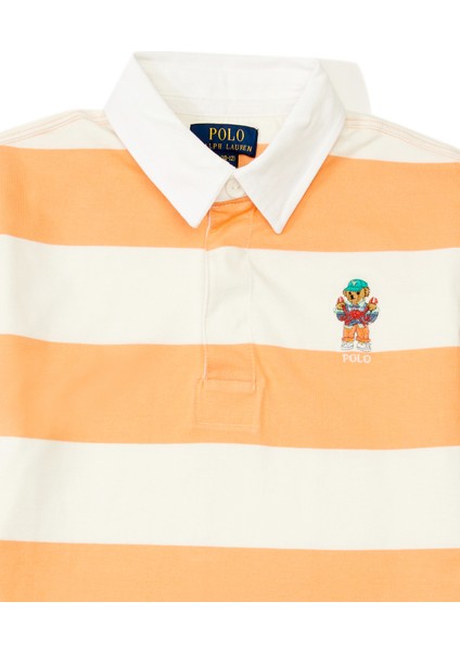 Turuncu Beyaz Çizgili Çocuk Polo T-Shirt modelleri