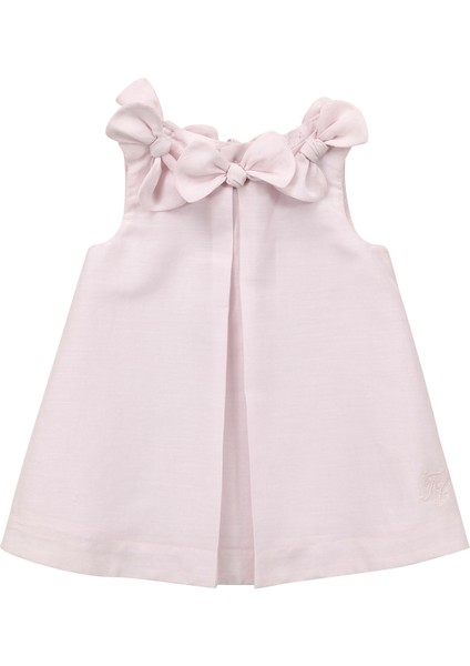 Pembe Fiyonk Detaylı Kolsuz Kız Bebek Elbise