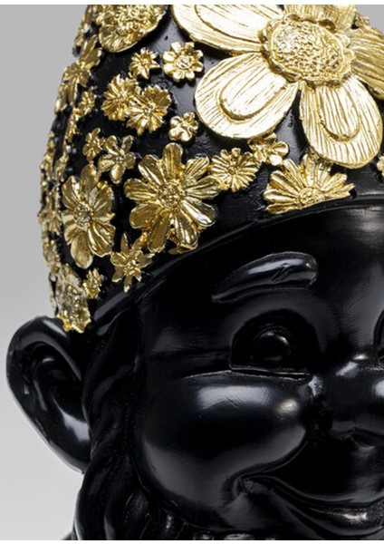 Gnome Standing Black Gold Dekoratif Figür