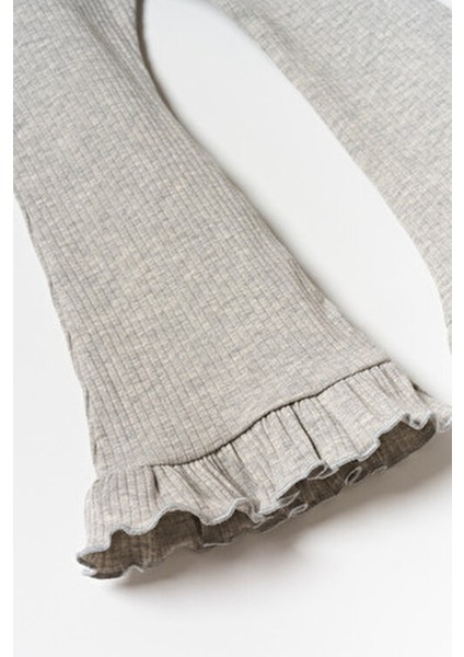 Kız Çocuk Fırfırlı Ispanyol Paça Tayt Gri Renkli Yumuşak Kumaşlı Rahat Tasarım fiyatları