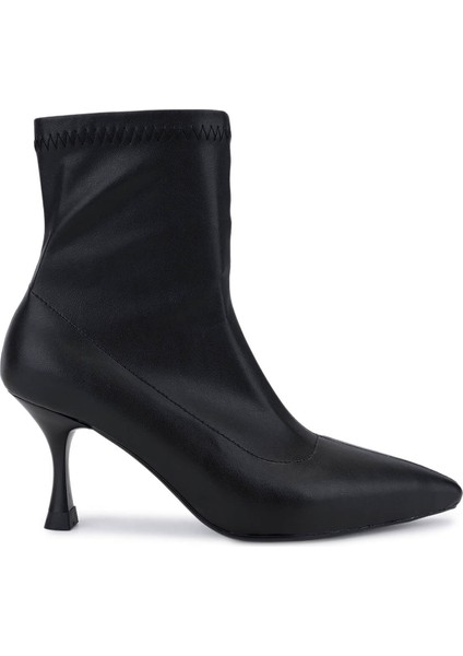 Kadın Hakiki Deri Siyah Topuklu Bot 1065 800 Bn Bot SK25-26 Sıyah Strec