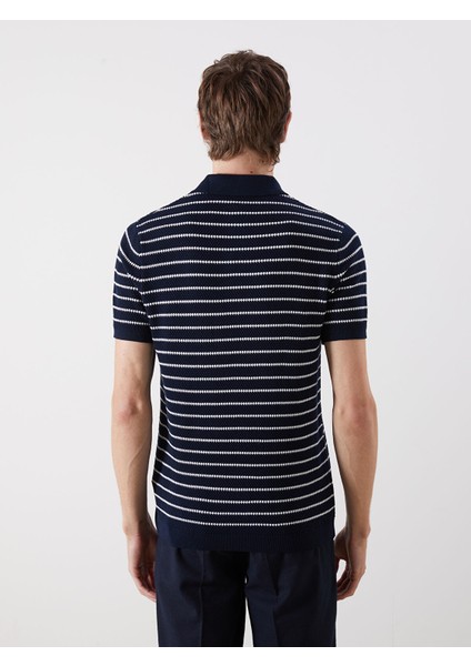 Yeni Sezon Polo Yaka Kısa Kollu Çizgili Erkek Triko Kazak fırsatları
