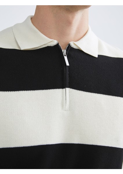 Yeni Sezon Polo Yaka Çizgili Erkek Triko Kazak modelleri