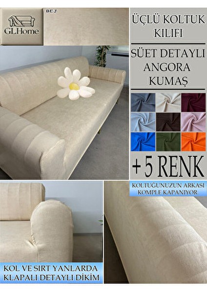 Süet Şönil Kumaş 3lü Komple Giydirme Kanepe & Çekyat, Bohem, Porto, Vb. Model Koltuk Kilifi