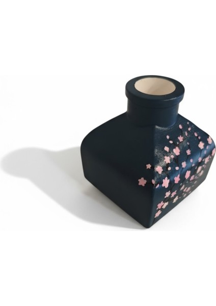 Petrol Mavisi Bahar Dalı Desenli Dekoratif Vazo 7 cm x 7,5 cm modelleri