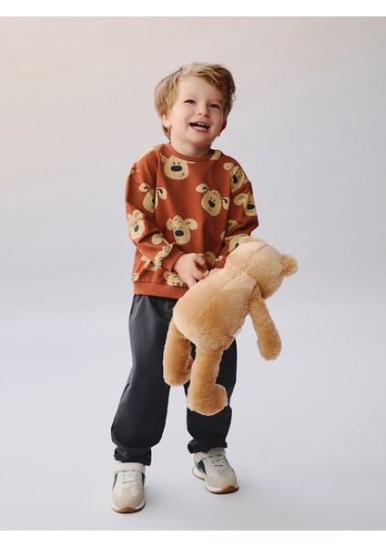 Yeni Sezon Bisiklet Yaka Erkek Bebek Sweatshirt ve Eşofman Alt 2'li