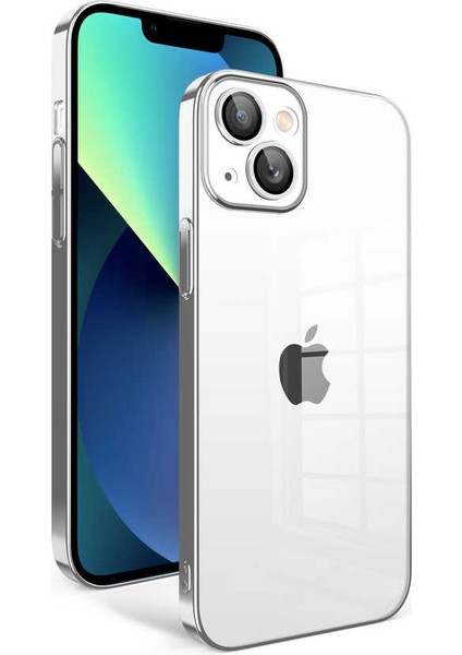 Apple iPhone 13 Kılıf Kamera Korumalı Renkli Çerçeveli N7TH Garaj Kapak-Gümüş