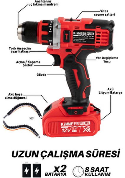 12V Metal Şanzıman Darbeli Şarjlı Matkap 24 Parça Akülü Vidalama Akülü Matkap Seti fiyatları