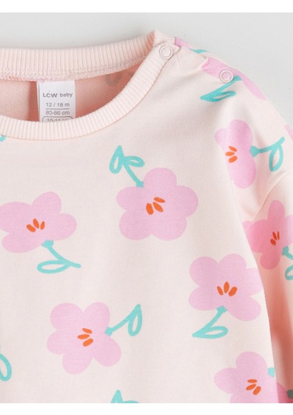 Yeni Sezon Bisiklet Yaka Baskılı Kız Bebek Sweatshirt ve Tayt 2'li modelleri