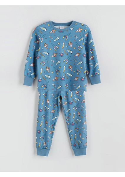 Yeni Sezon Bisiklet Yaka Erkek Çocuk Pijama Takımı