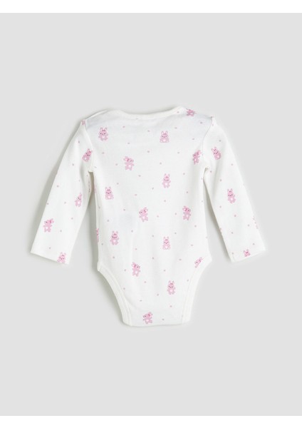 Yeni Sezon Bisiklet Yaka Baskılı Kız Bebek Çıtçıtlı Bodysuit 3'lü indirimleri