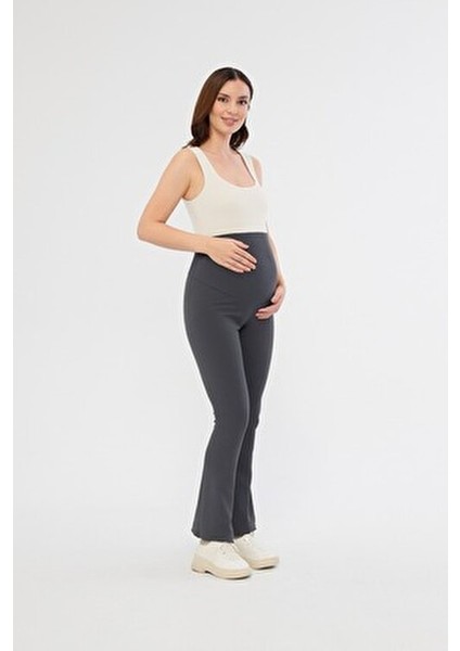 Ispanyol Paça Ayarlanabilir Yüksek Bel Esnek Toparlayıcı ve Sıkılaştırıcı Hamile Tayt Antrasit fırsatları