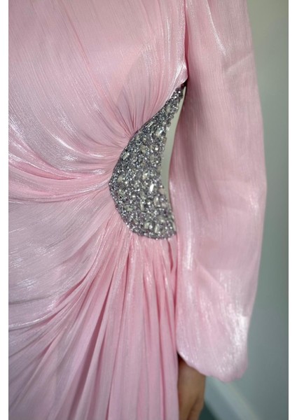 Nola Yanı Taşlı Jan Jan Abiye Şeker Pembesi fırsatları