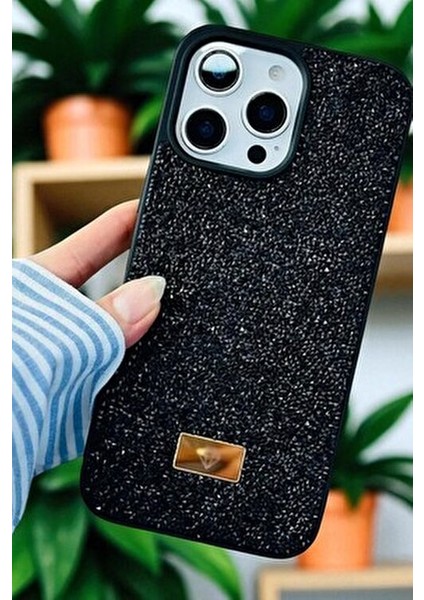 iPhone 12 Pro Max Uyumlu – Elmas Tasarımlı, Siyah Taşlı, Işıltılı Pırlanta Silikon Kılıf indirimleri