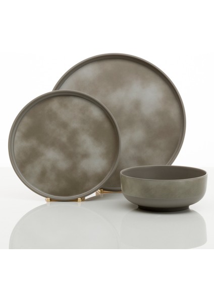 Pebble Sky Gri 12 Parça Melamin Tabak Seti