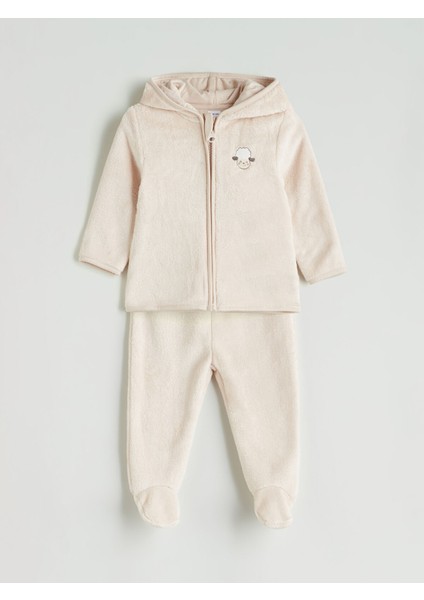 Yeni Sezon Kapüşonlü Erkek Bebek Hırka ve Pantolon 2'li