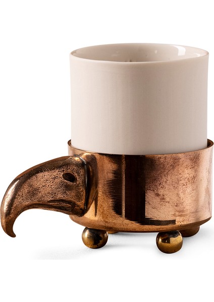 Pamola Bronz Beyaz Porselen Espresso Fincanı