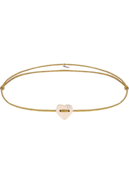 Heart Gold 14 Ayar Altın Unisex Ip Bileklik