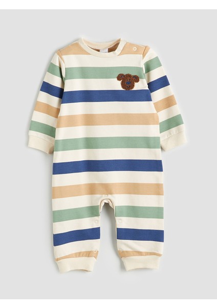 Yeni Sezon Bisiklet Yaka Nakışlı Erkek Bebek Tulum