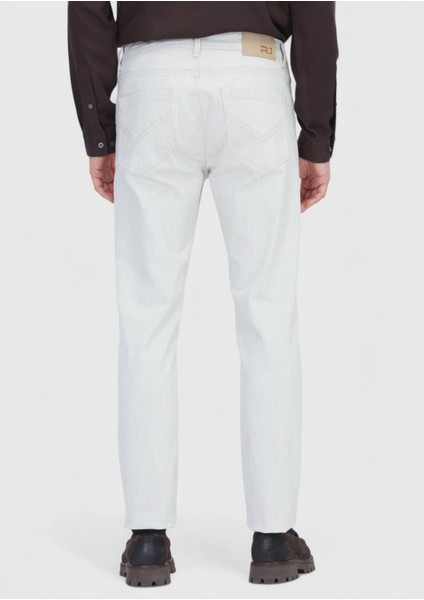 Ekru Düz Slim Fit Denim Pamuk Karışımlı Pantolon indirimleri