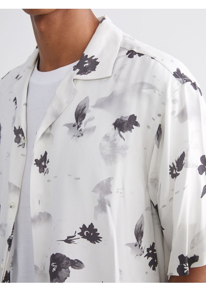 Yeni Sezon Regular Fit Resort Yaka Kısa Kollu Desenli Viskon Erkek Gömlek modelleri