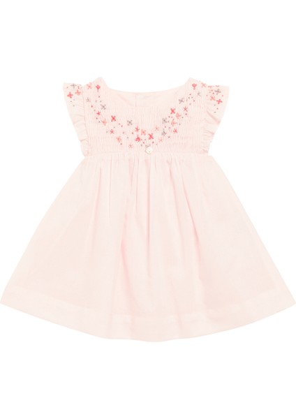 Pembe Kısa Kollu Kız Bebek Elbise