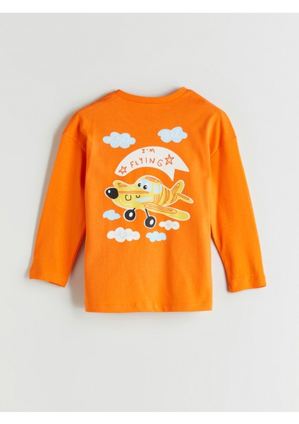 Yeni Sezon Bisiklet Yaka Baskılı Erkek Çocuk Sweatshirt
