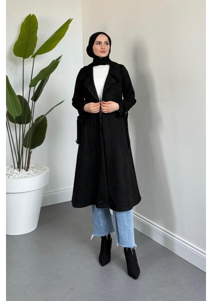 Veyora Nubuk Kemerli Kaban Siyah modelleri